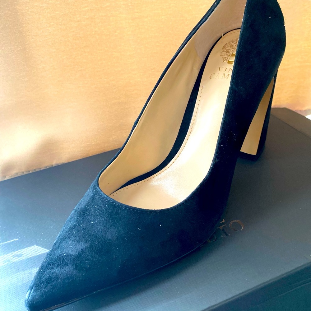 Never worn still in the box chunky suede heels
